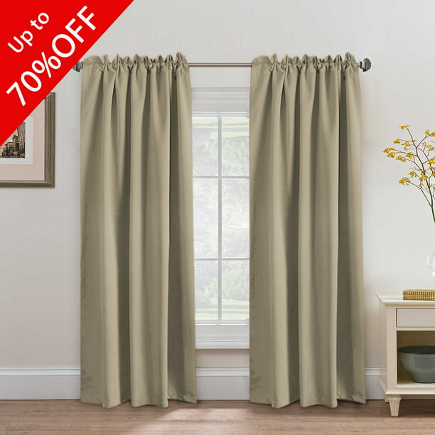 52x63 Inch, Navy Blue Thermal Insulated Rod Pocket Drapes for Bedroom Rutterllow Blackout Curtains for Living Room 2 Panels 